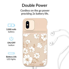 White Floral iPhone Charging Case