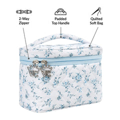 French Blue Floral Vanity Bag