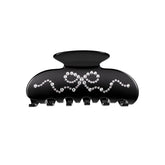Black Crystal Bow Hair Clip
