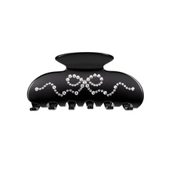 Black Crystal Bow Hair Clip