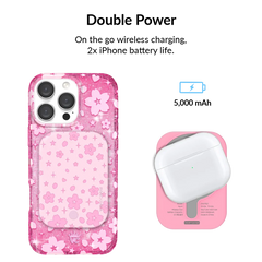 Pink Cherry Blossom Portable MagSafe Charger Power Pack