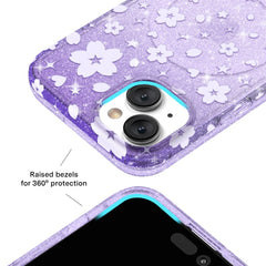 Lavender Cherry Blossom Glitter iPhone Case