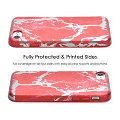 Red Marble Silver Chrome iPhone Case