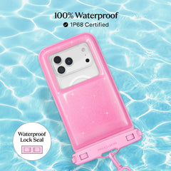 Pink Stardust Glitter Waterproof Floating Phone Pouch