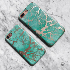 Turquoise Rose Gold Chrome iPhone Case
