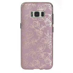 Dusty Rose Chrome Floral Samsung Galaxy Case