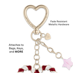 Candy Cane Heart Bag Charm