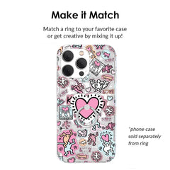 Keith Haring Pink Heart Phone Ring