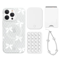 Vintage Lace Bows iPhone Bundle Set - Wallet