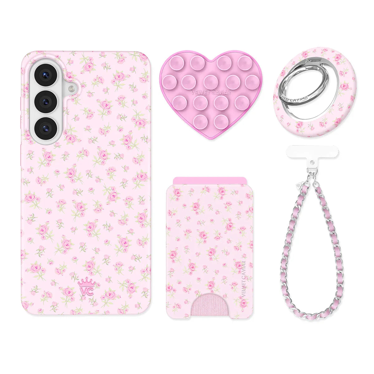 Dainty Pink Floral Samsung Bundle Set