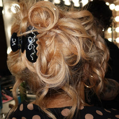 Black Crystal Bow Hair Clip