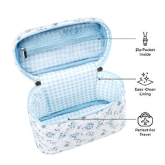 French Blue Floral Vanity Bag