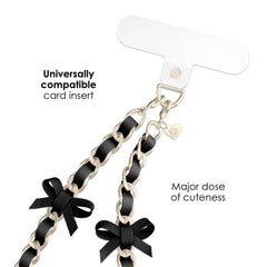Black Bow Leather Chain Phone Charm