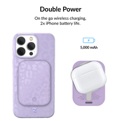 Lilac Leopard Portable MagSafe Charger Power Pack